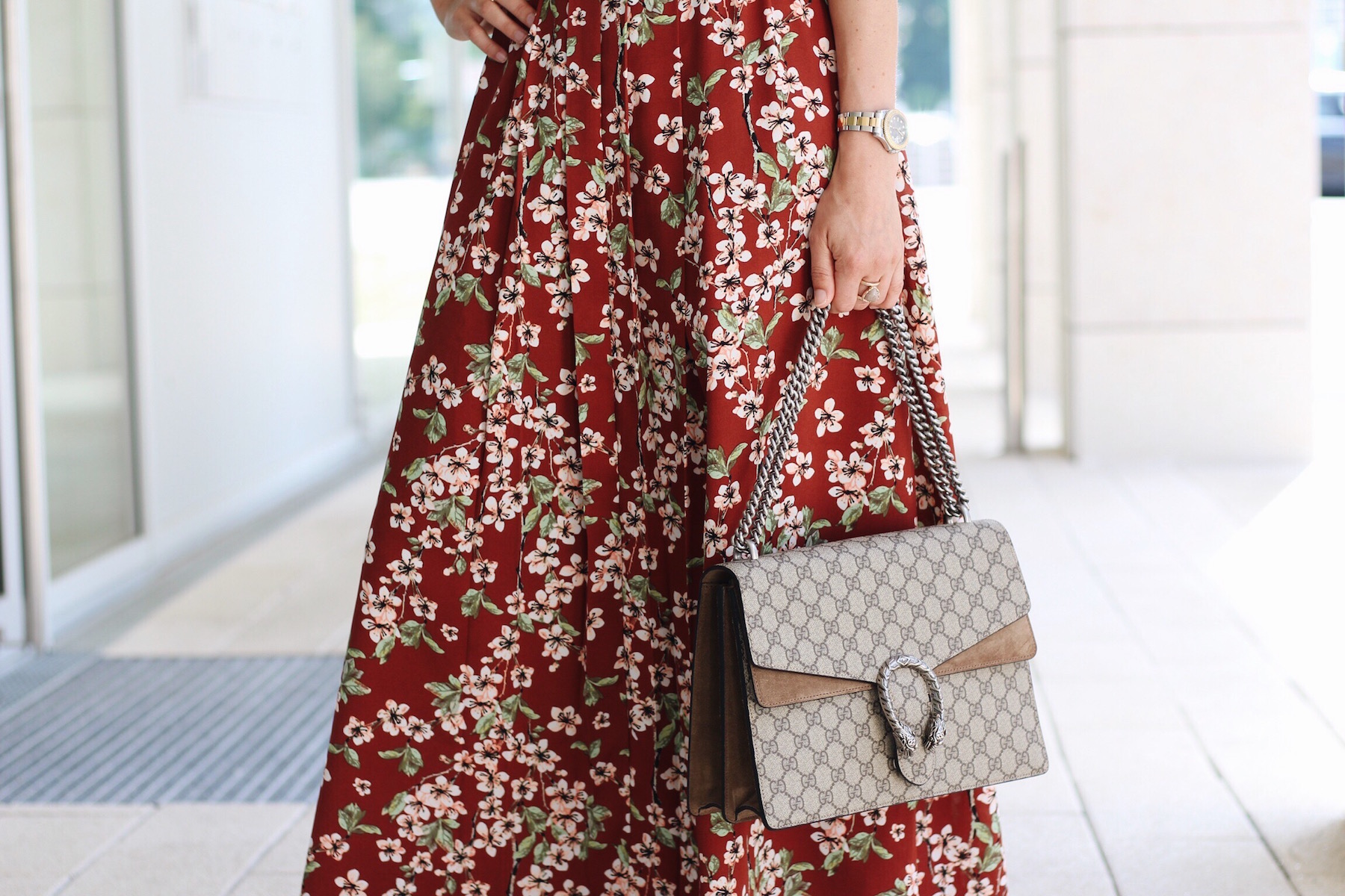 Meine neue Gucci Dionysus Bag kombiniert mit Maxikleid von Mint and Berry